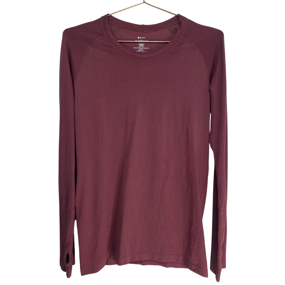 CRZ YOGA Womens Seamless Long Sleeve Training Shirt Thumbholes Mauve Large L - Picture 2 of 7